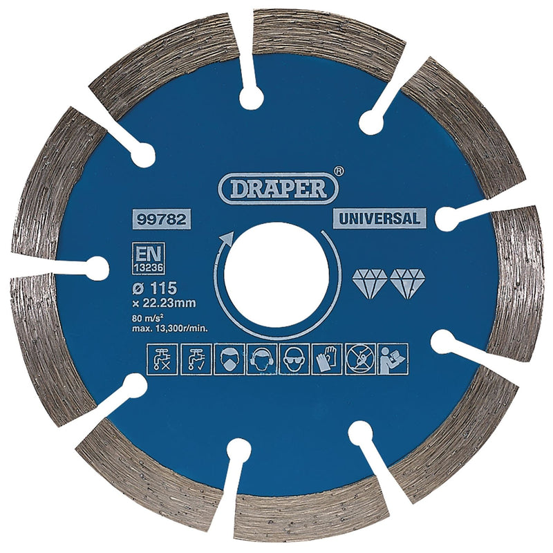 Draper Segmented Diamond Blade, 115mm 99782 Draper - Dynamic Drive