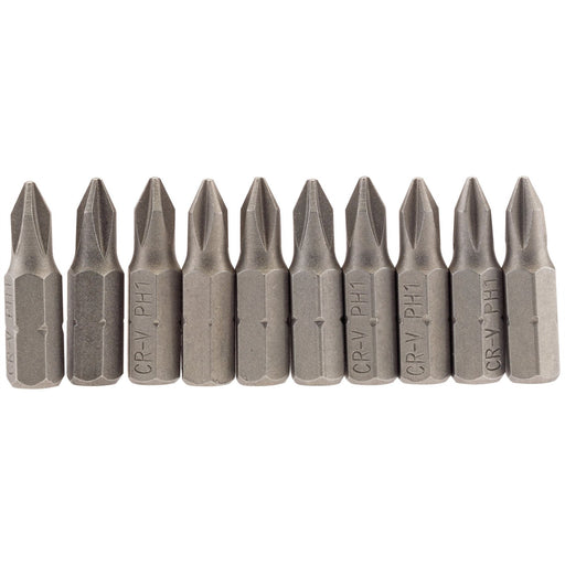 Draper Cross Slot Insert Bit, 1/4" Hex, 25mm Long, No.1 (Pack of 10) 64060 Draper - Dynamic Drive