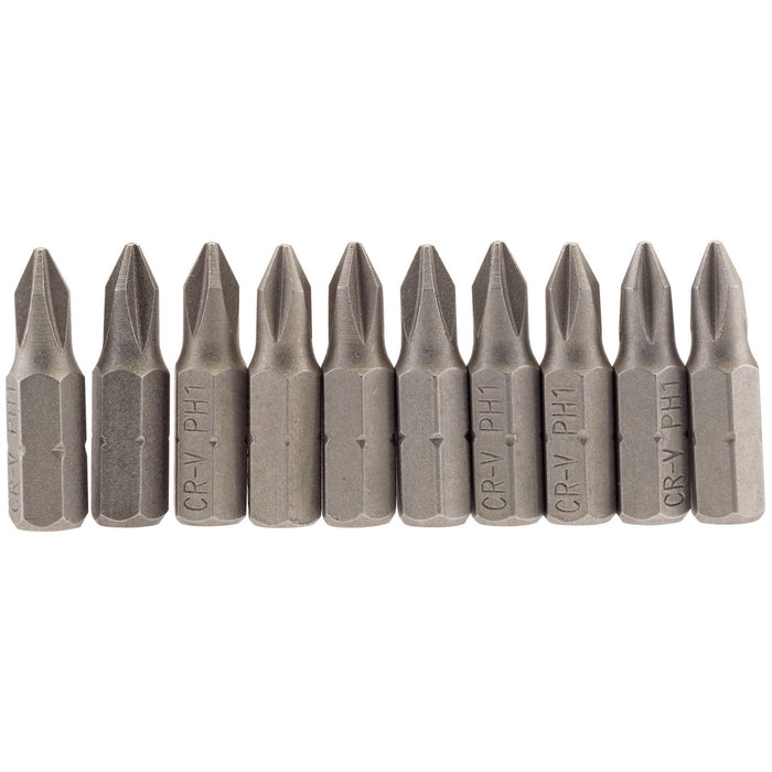 Draper Cross Slot Insert Bit, 1/4" Hex, 25mm Long, No.1 (Pack of 10) 64060 Draper - Dynamic Drive