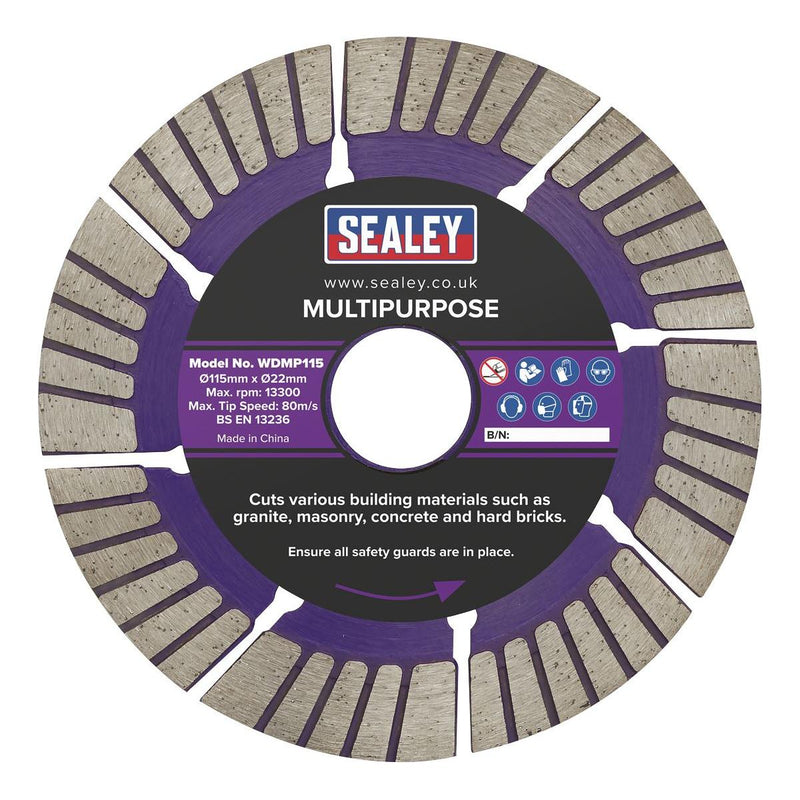 Sealey Cutting Disc Multipurpose Dry/Wet Use115mm WDMP115 Sealey - Dynamic Drive