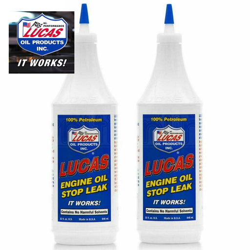 2 x LUCAS ENGINE OIL STOP LEAK 946ml Stops Leaks Rejuvenates Seals & Gaskets Lucas Oil - Dynamic Drive