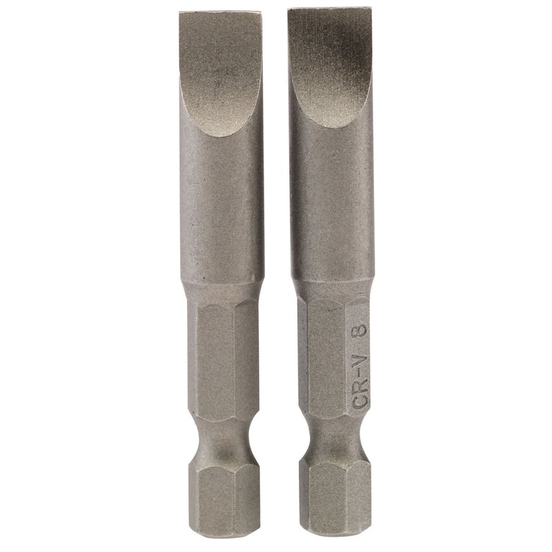 Draper Plain Slot Insert Bit, 8mm, 1/4" Hex, 50mm Long (Pack of 2) 64226 Draper - Dynamic Drive
