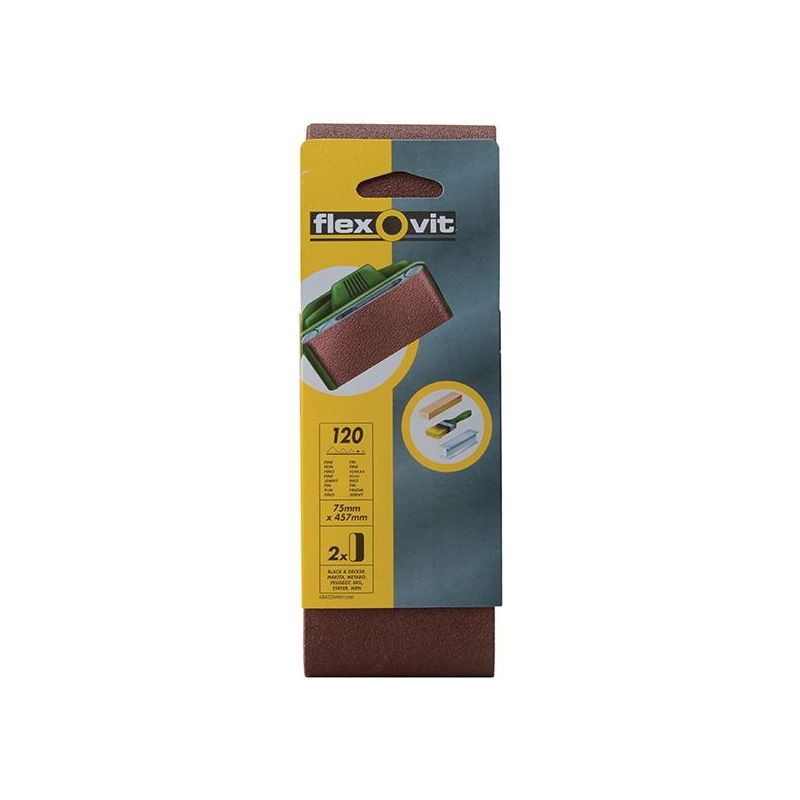 Flexovit Cloth Sanding Belt 457 x 75mm Fine 120G (Pack 2) Flexovit - Dynamic Drive