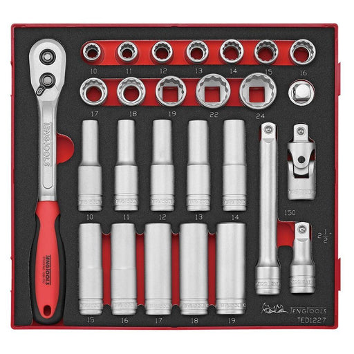 Teng Tools 1/2" Socket Set 12 pt FOAM2 27 Pieces Teng Tools - Dynamic Drive