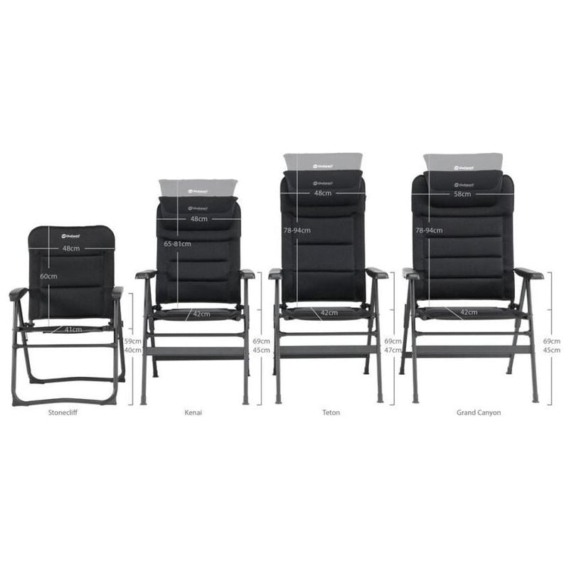 Outwell Kenai Adjustable Folding Camping Caravan Motorhome Chair Black Outwell - Dynamic Drive