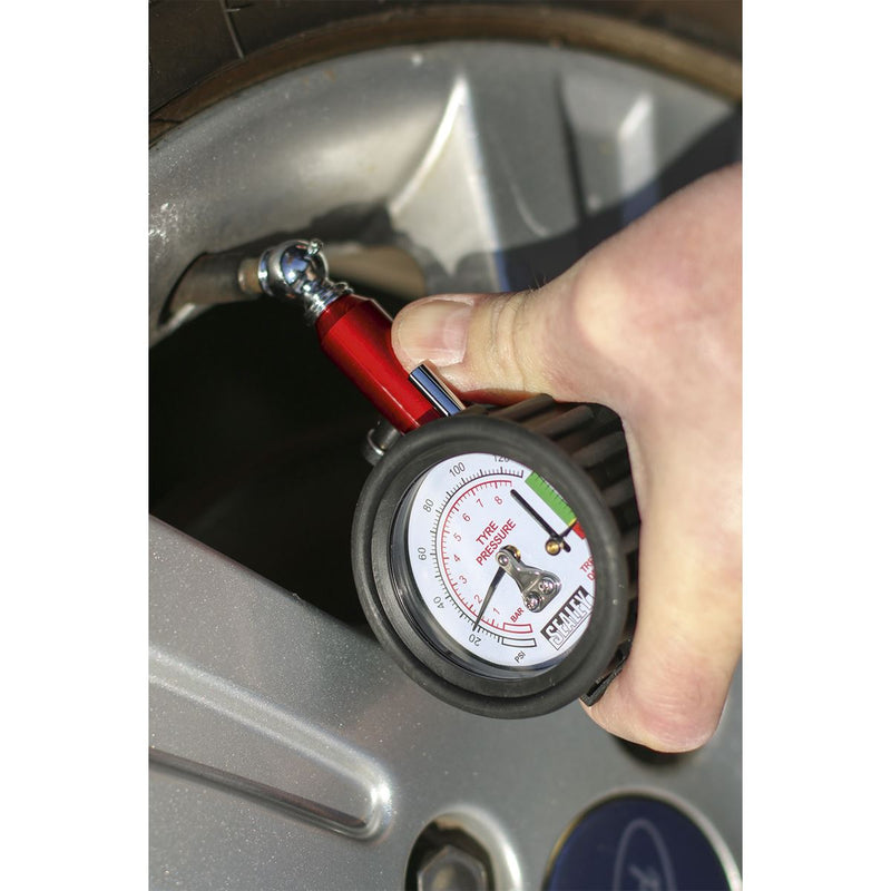Sealey Tyre Pressure Gauge with Tyre Tread Depth Gauge 0-8bar(0-120psi) TSTPDG01 Sealey - Dynamic Drive