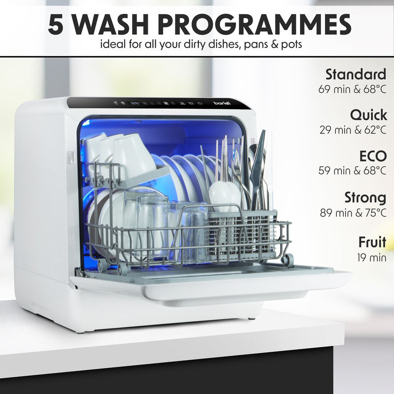 Baridi 2-4 Place Settings Mini Portable Tabletop Dishwasher, 5 Wash Functions Baridi - Dynamic Drive
