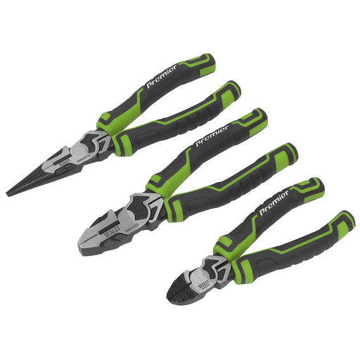 Sealey High Leverage Pliers Set 3pc Long Nose Combination Side Cutting Plier Sealey  - Dynamic Drive