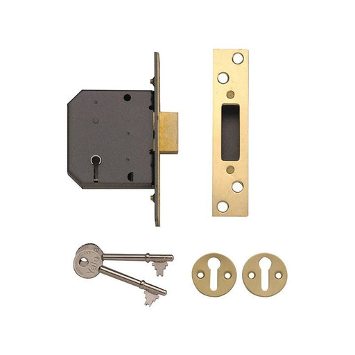 Yale Locks PM552 5 Lever Mortice Deadlock 67mm 2.5in Polished Brass Yale Locks - Dynamic Drive