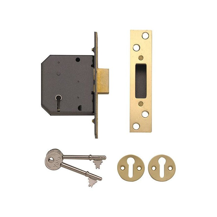 Yale Locks PM552 5 Lever Mortice Deadlock 67mm 2.5in Polished Brass Yale Locks - Dynamic Drive