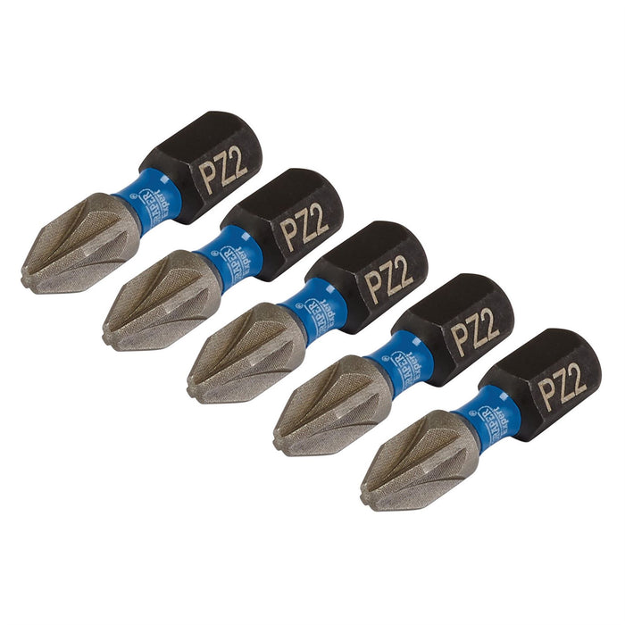 Draper Expert PZ-Type Impact Screwdriver Bits, No.2 x 25mm, 1/4" Hex (Pack of 5) Draper - Dynamic Drive