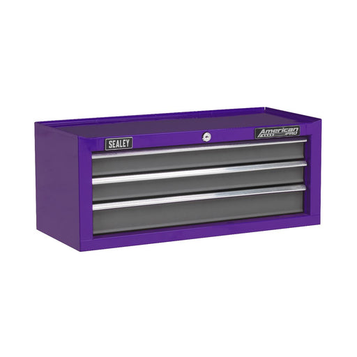 Sealey Mid-Box 3 Drawer with Ball-Bearing Slides Purple/Grey AP22309BBCP Sealey - Dynamic Drive
