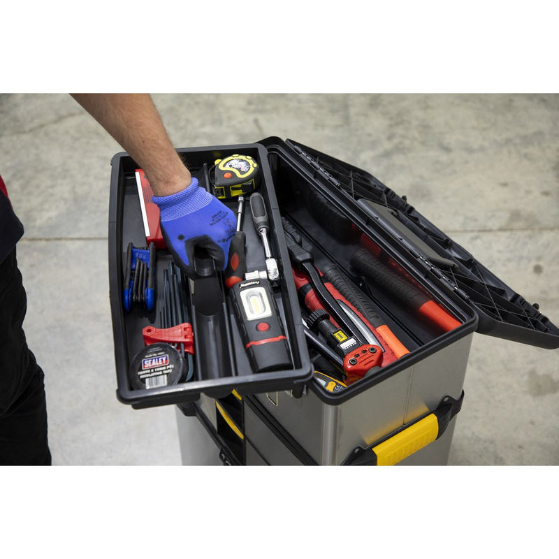 Sealey Mobile Stainless Steel/Composite Toolbox 3 Compartment AP855 Sealey - Dynamic Drive