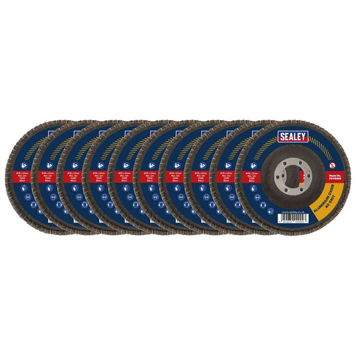 Sealey 115mm Aluminium Oxide Flap Discs 40Grit 22mm Bore - Pack of 10 FD11540E10 Sealey - Dynamic Drive
