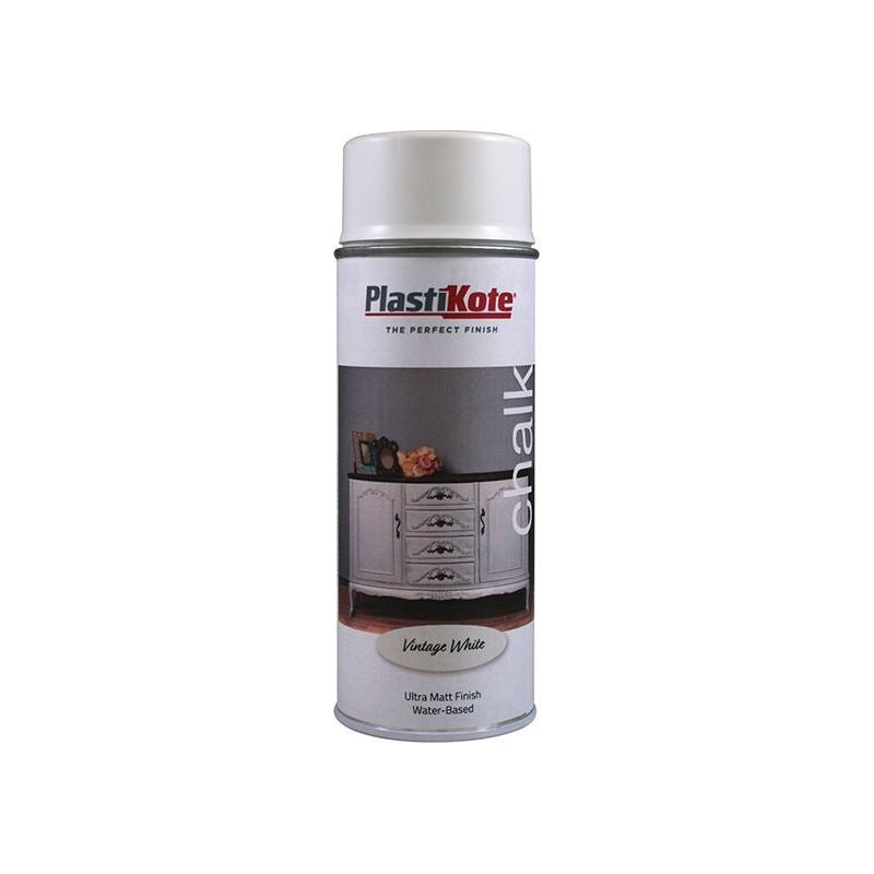 Plastikote Chalk Finish Spray Vintage White 400ml PlastiKote - Dynamic Drive