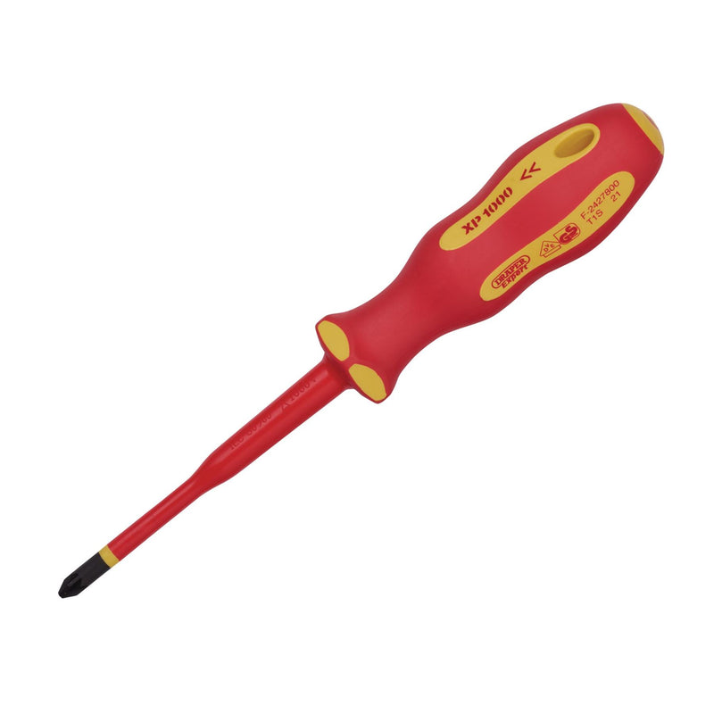 Draper XP1000 VDE Slimline PZ Type Screwdriver, No.2 x 100mm 02166 Draper - Dynamic Drive