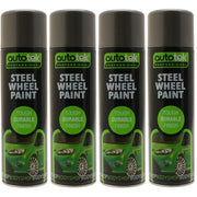 4x AUTOTEK SILVER STEEL Wheel Paint 500ml Spray Paint High Coverage Autotek  - Dynamic Drive