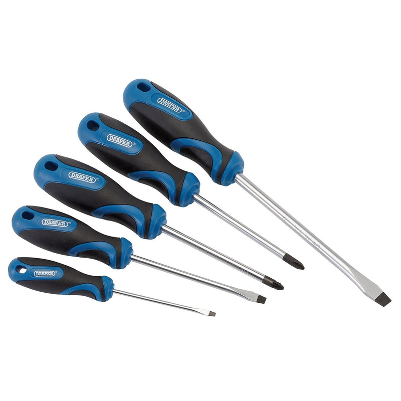Draper Soft Grip Screwdriver Set, 3 x Plain Slot, 1 x Cross Slot, 1 x PZ TYPE (5 Draper - Dynamic Drive