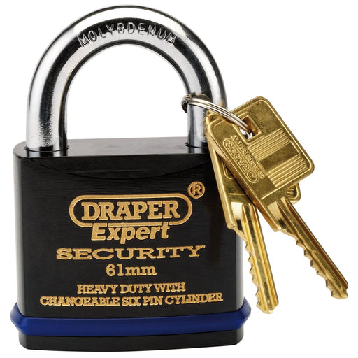 Draper Heavy Duty Padlock and 2 Keys with Super Tough Molybdenum Steel Shackle, Draper - Dynamic Drive