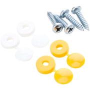 Wot-Nots Number Plate Caps & Screws - White & Yellow - Pack Of 4 Pearl - Dynamic Drive