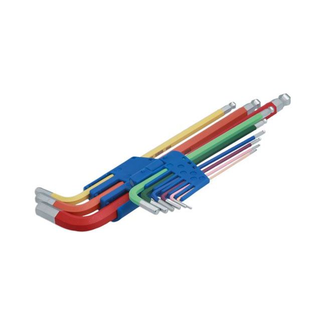 Laser Colour Coded Hex Key Set - Ball End 9pc 7869 Laser - Dynamic Drive