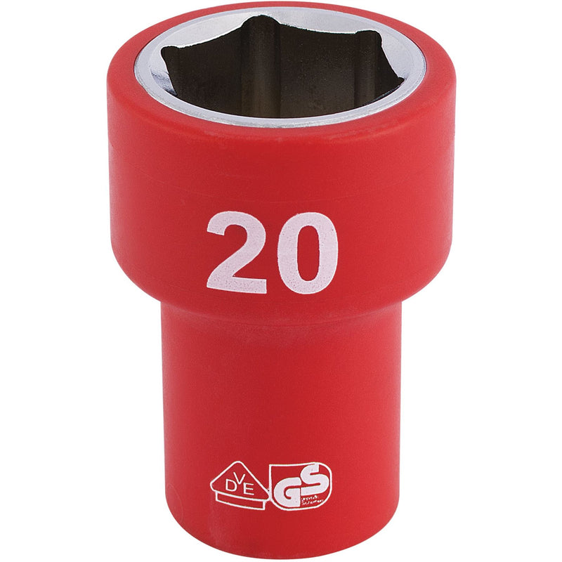 Draper Fully Insulated VDE Socket, 3/8" Sq. Dr., 20mm 31748 Draper - Dynamic Drive