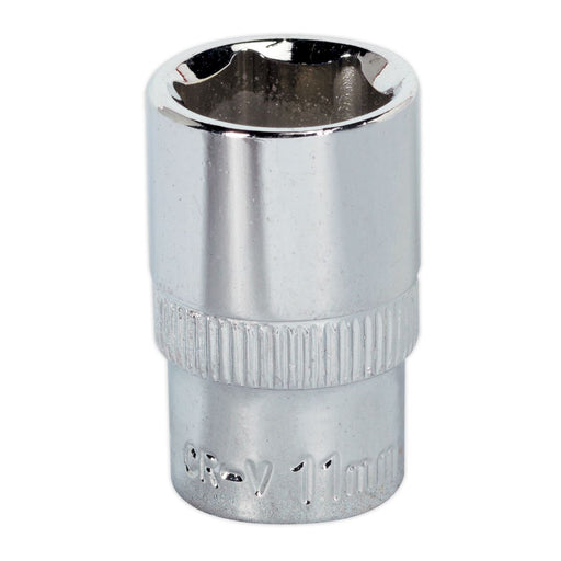 Sealey WallDrive Socket 11mm 1/4"Sq Drive Fully Polished SP1411 Sealey - Dynamic Drive