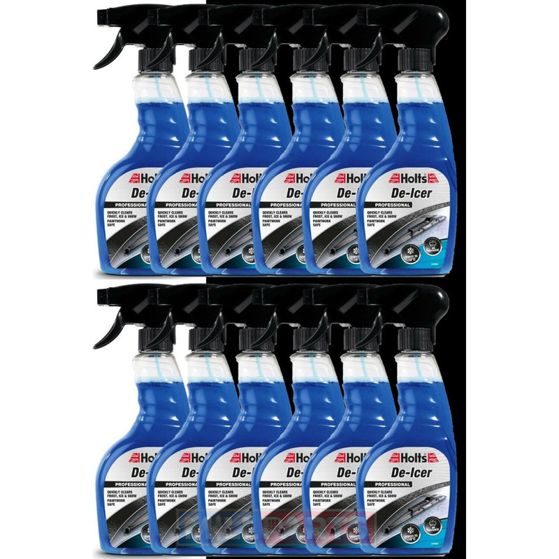 12x Holts Car De-Icer Spray Melts Windscreen Ice Frost Snow Winter De icer 500ml Holts - Dynamic Drive