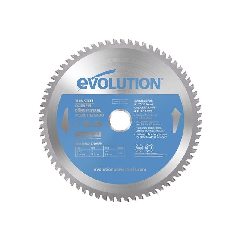 Evolution Thin Steel Cutting Circular Saw Blade 210 x 25.4 x 68T Evolution - Dynamic Drive