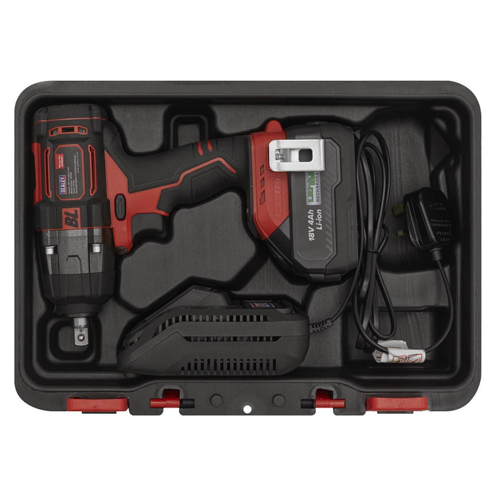 Sealey 1/2"Sq Drive Cordless Brushless Impact Wrench 18V 4Ah CP650LI Sealey - Dynamic Drive