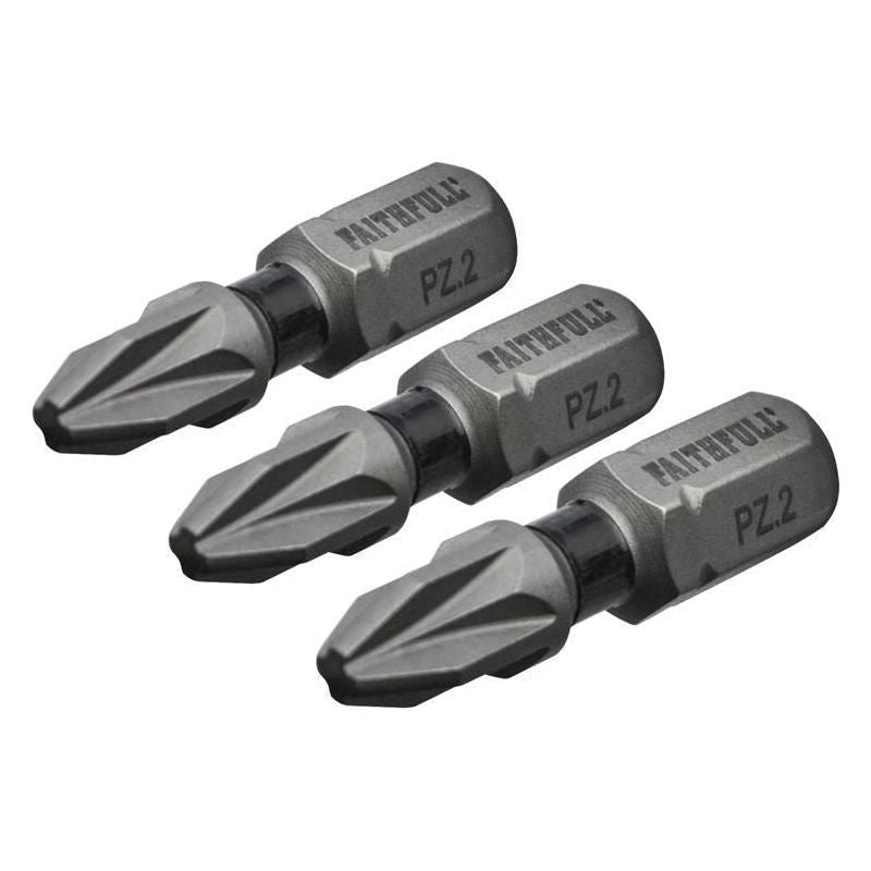 Faithfull Pozi Impact Screwdriver Bits PZ2 x 25mm (Pack 3) Faithfull - Dynamic Drive
