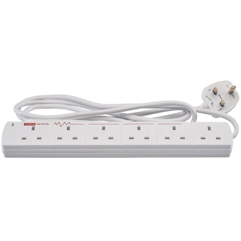 Draper 6 Way Extension Lead with Surge Protection, 2m 02989 Draper - Dynamic Drive