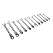 Sealey Flexi-Head Ratchet Combination Spanner Set 12pc Metric Platinum Series Sealey - Dynamic Drive