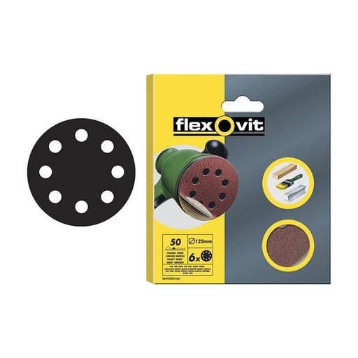 Flexovit Hook & Loop Sanding Disc 125mm Coarse 50G (Pack 6) Flexovit - Dynamic Drive