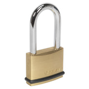 Sealey Brass Body Padlock Long Shackle 50mm PL202L Sealey - Dynamic Drive