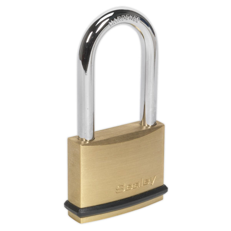 Sealey Brass Body Padlock Long Shackle 50mm PL202L Sealey - Dynamic Drive