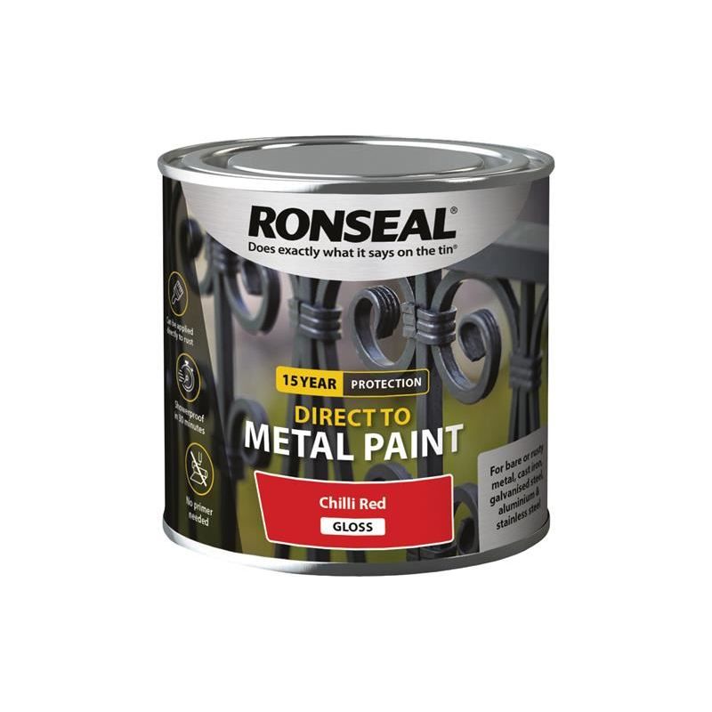 Ronseal Direct to Metal Paint Chilli Red Gloss 250ml Ronseal - Dynamic Drive