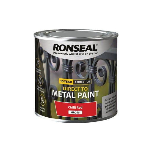 Ronseal Direct to Metal Paint Chilli Red Gloss 250ml Ronseal - Dynamic Drive