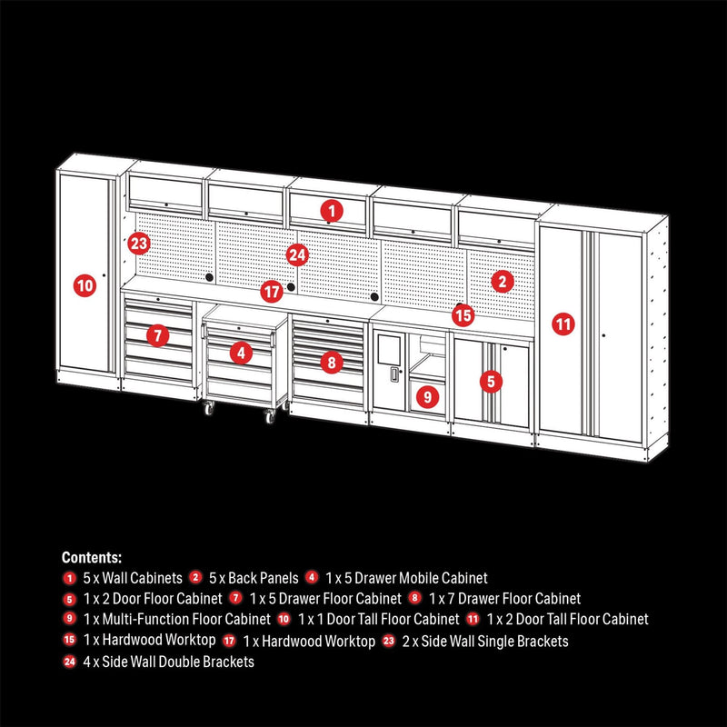Draper BUNKER Modular Storage Combo with Hardwood Worktop (25 Piece) 04390 Draper - Dynamic Drive