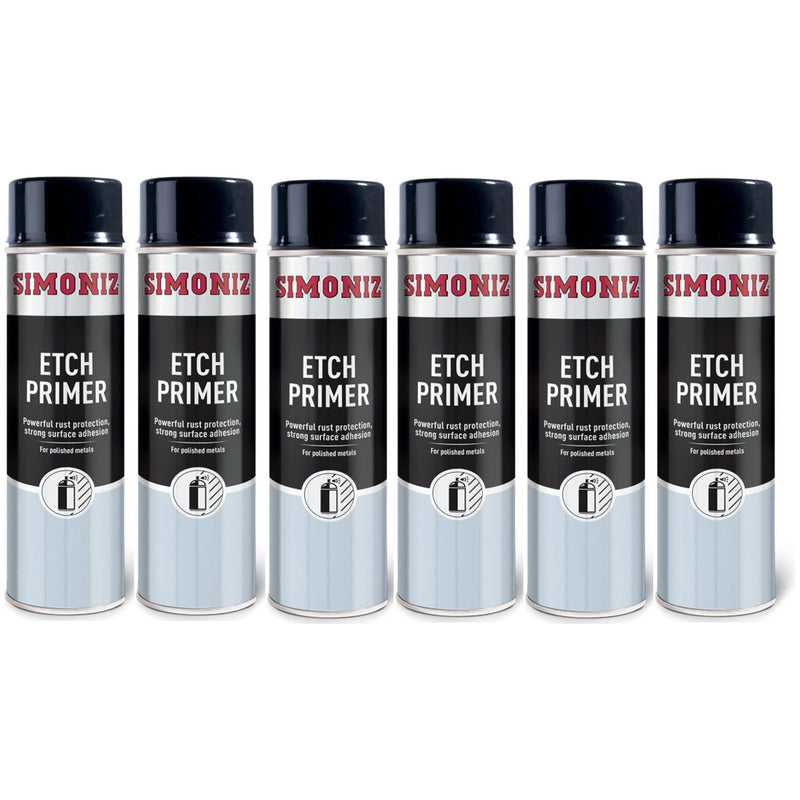 6x Simoniz Etch Primer Car Spray Polished Metal Paint Rust Protection Aerosol 500ml Simoniz - Dynamic Drive