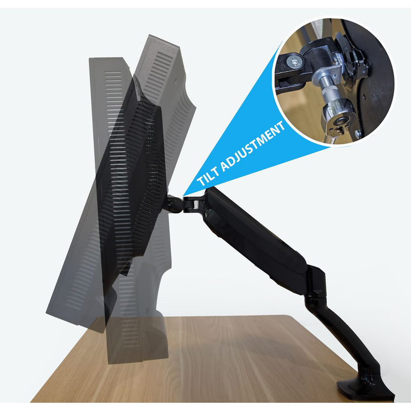 Dellonda Adjustable Single Monitor Arm with 360 Rotation - Black DH24 Dellonda - Dynamic Drive