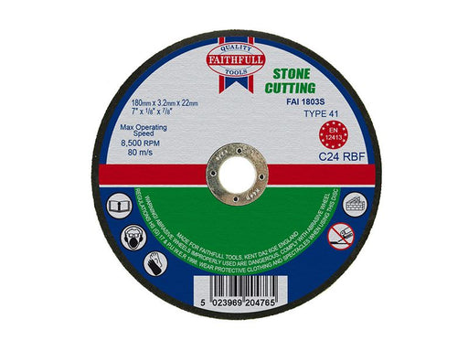 Faithfull Stone Cut Off Disc 180 x 3.2 x 22.23mm Faithfull - Dynamic Drive