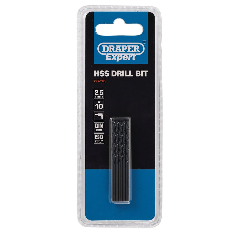Draper HSS Drill Bit, 2.5mm (Pack of 10) 38715 Draper - Dynamic Drive