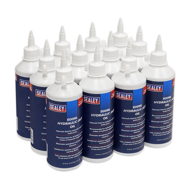 Sealey Hydraulic Jack Oil 500ml Pack of 12 HJO/500ml Sealey - Dynamic Drive