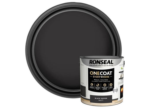 Ronseal One Coat Everywhere Interior Paint Black Pepper Matt 2.5 litre Ronseal - Dynamic Drive