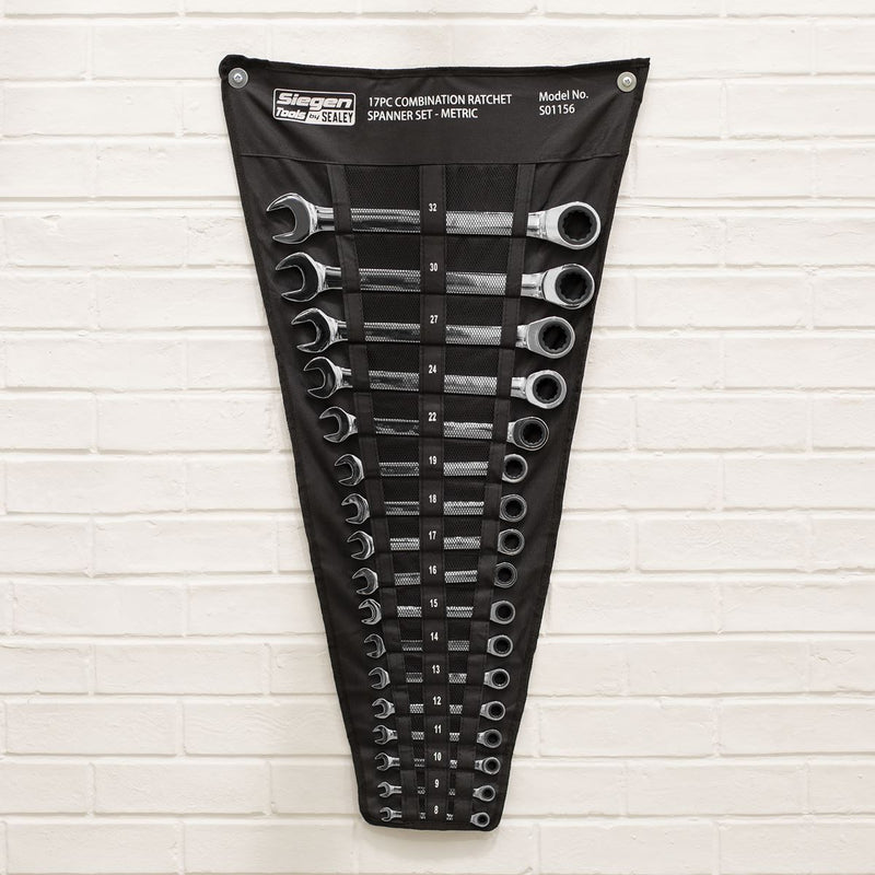 Sealey Combination Ratchet Spanner Set 17pc Metric S01156 Sealey - Dynamic Drive