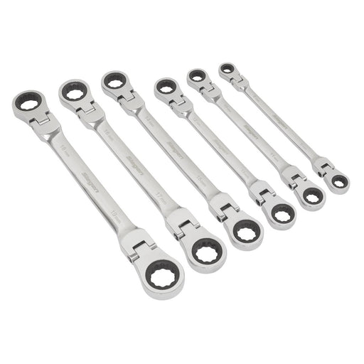 Seigen by Sealey Flexi-Head Double End Ratchet Ring Spanner Set 6pc Metric S0806 Seigen by Sealey  - Dynamic Drive