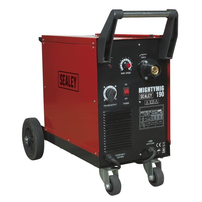 Sealey Professional Gas/No-Gas MIG Welder 190A with Euro Torch MIGHTYMIG190 Sealey - Dynamic Drive