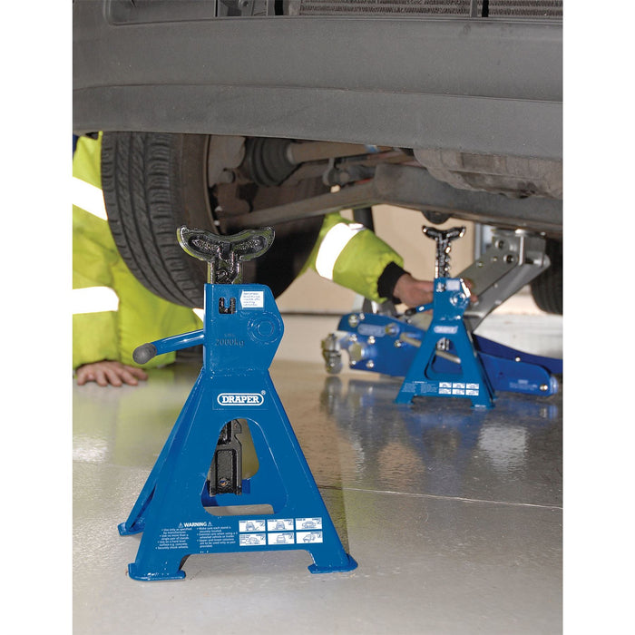 Draper Ratcheting Axle Stands, 2 Tonne (Pair) 30878 Draper - Dynamic Drive