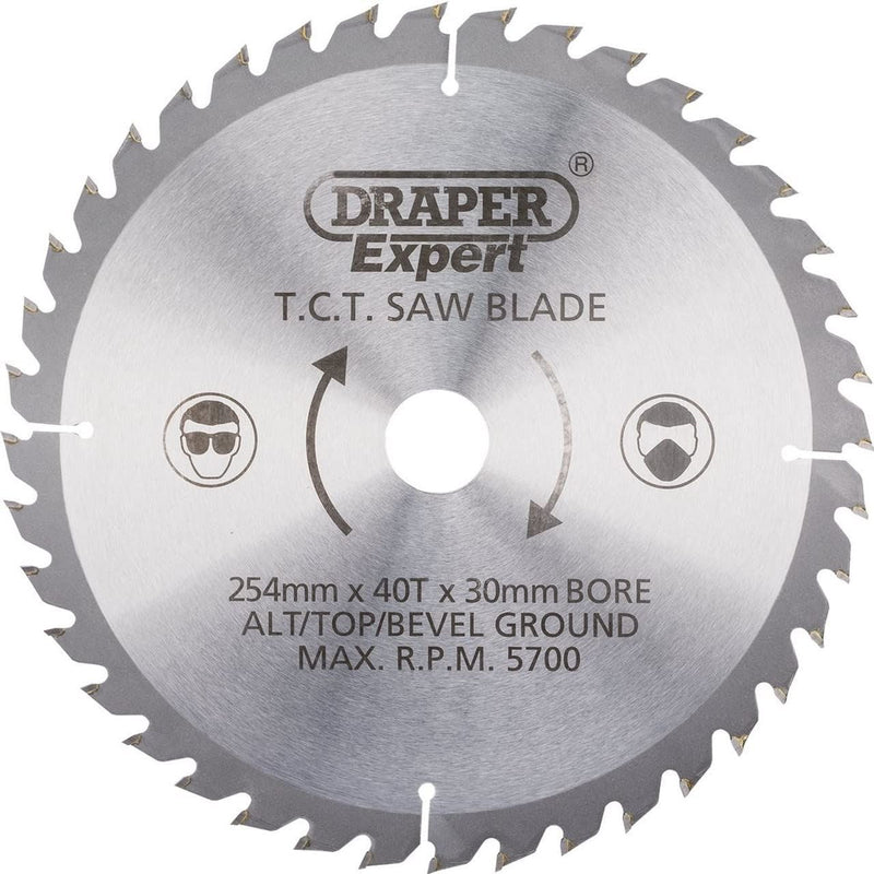 Draper TCT Saw Blade, 254 x 30mm, 40T 38154 Draper - Dynamic Drive